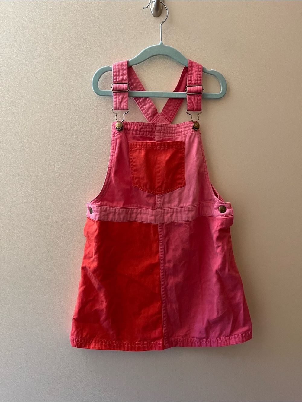 Max Studio Two-Tone Pink & Red Girls Overall Dress